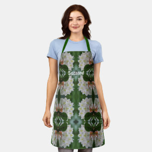 White Azalea Flower With Raindrops Personalised    Apron