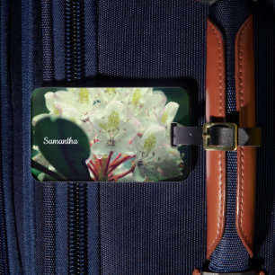 White Azalea Flower With Raindrops Personalised Luggage Tag