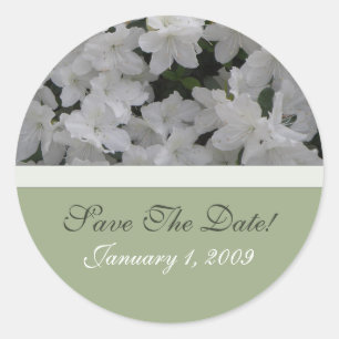 White Azaleas Save The Date Sticker