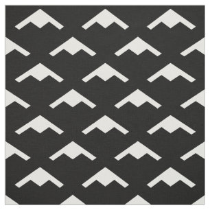 White B-21 Raider Stealth Bomber Pattern on Black Fabric