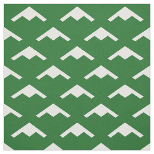 White B-21 Raider Stealth Bomber Pattern on Green Fabric