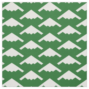White B-2 Spirit Stealth Bomber Pattern on Green Fabric