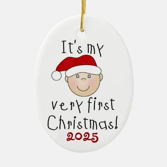 White Baby 1st Christmas Ornament (Front)