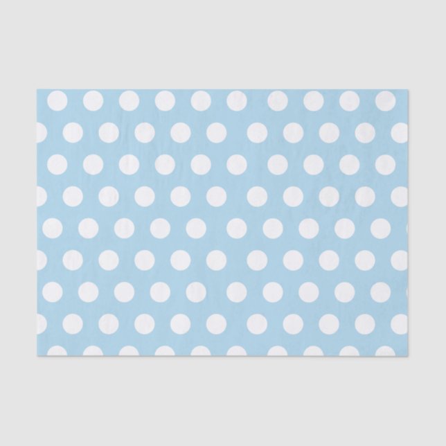 White & Baby Blue Medium Polka Dot Party Tissue Paper (Front)