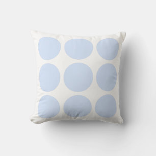 White & Baby Blue Pastel Abstract Circle Design Cushion
