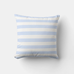 White & Baby Blue Pastel Lines Pattern Cushion