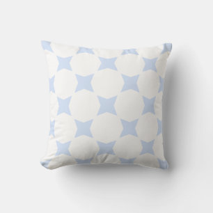 White & Baby Blue Pastel Star Pattern Design Cushion