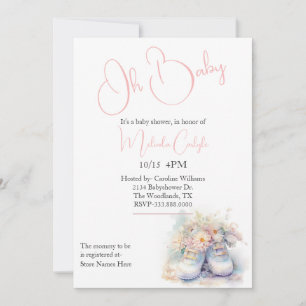 White Baby Booties Baby Shower Invitation