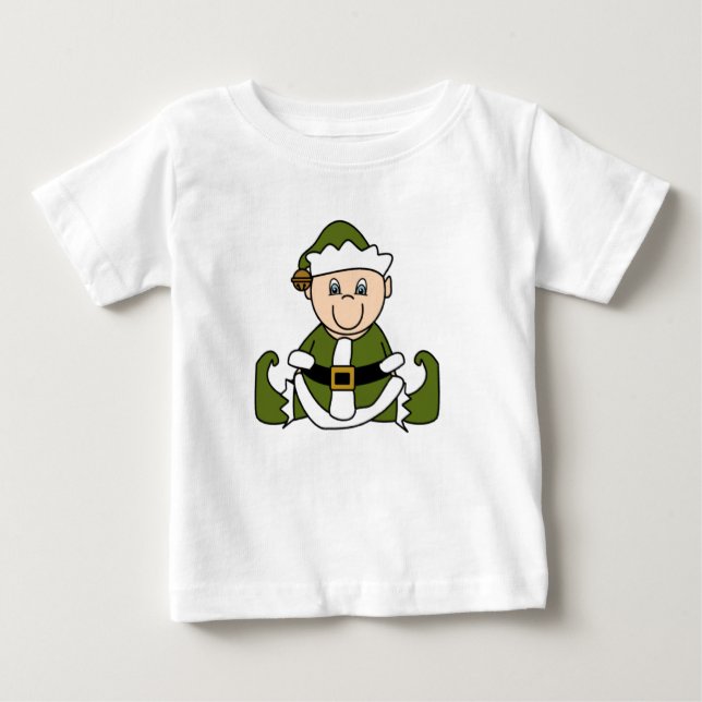 White Baby Christmas Elf Baby T-Shirt (Front)