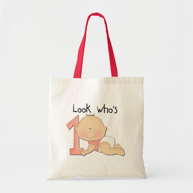 White Baby Girl 1st Birthday Tshirts and Gifts Tote Bag (Front)