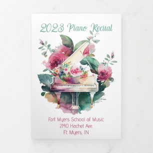 White Baby Grand Piano Recital Tri-Fold Programme