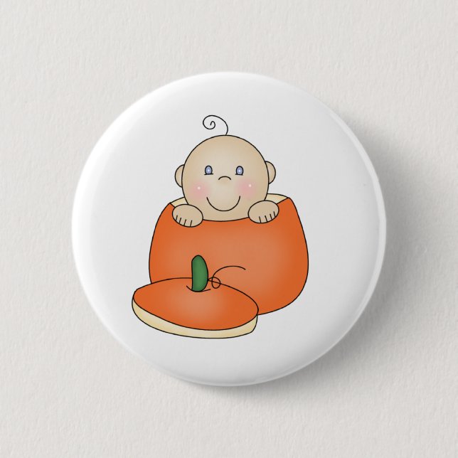 White Baby in Pumpkin 6 Cm Round Badge (Front)