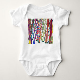 White baby t-shirt with crazy trees baby bodysuit