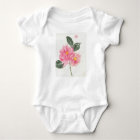 White baby t-shirt with pink camellia