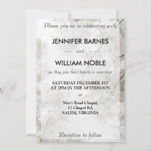 White Baby's Breath Minimalist Modern Wedding Invitation