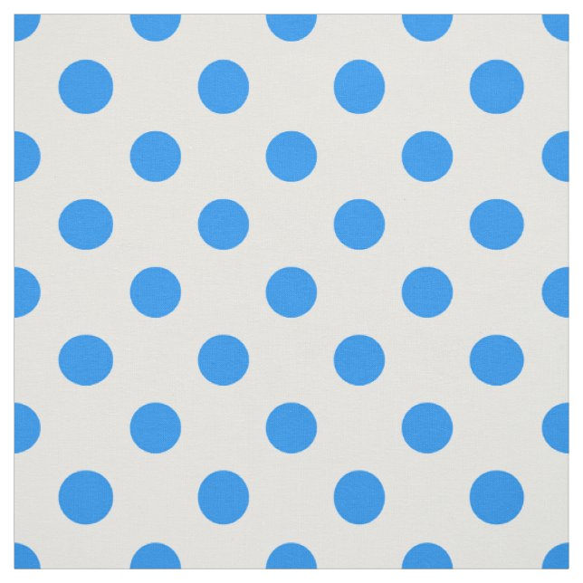 White Background Blue Polka Dots Fabric (Swatch)