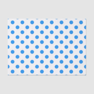 White Background Blue Polka Dots Tissue Paper