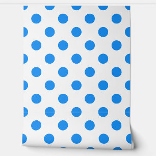 White Background Blue Polka Dots Wallpaper