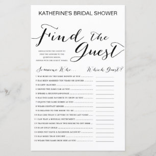 White Background Bridal Shower Game PRINTED