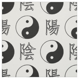 White Background Chinese Yinyang Pattern Fabric