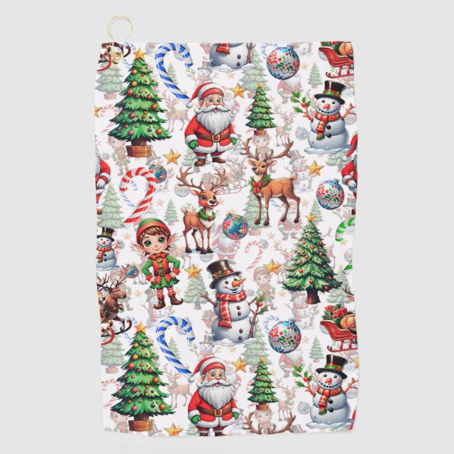 White Background Christmas Decorative Pattern Golf Towel (Front)