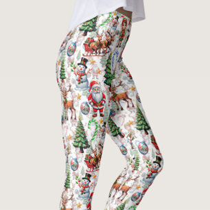 White Background Christmas Decorative Pattern Leggings
