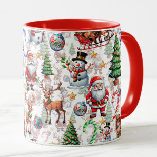 White Background Christmas Decorative Pattern Mug