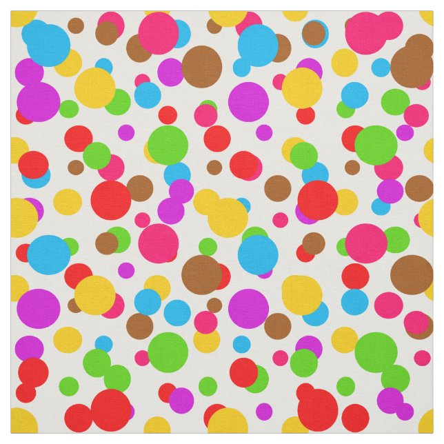 White Background Colourful Polka-dots Design Fabric (Swatch)
