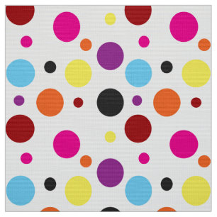 White Background Colourful Polka Dots Pattern Fabric