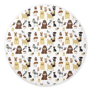 white background dogs pattern. ceramic knob