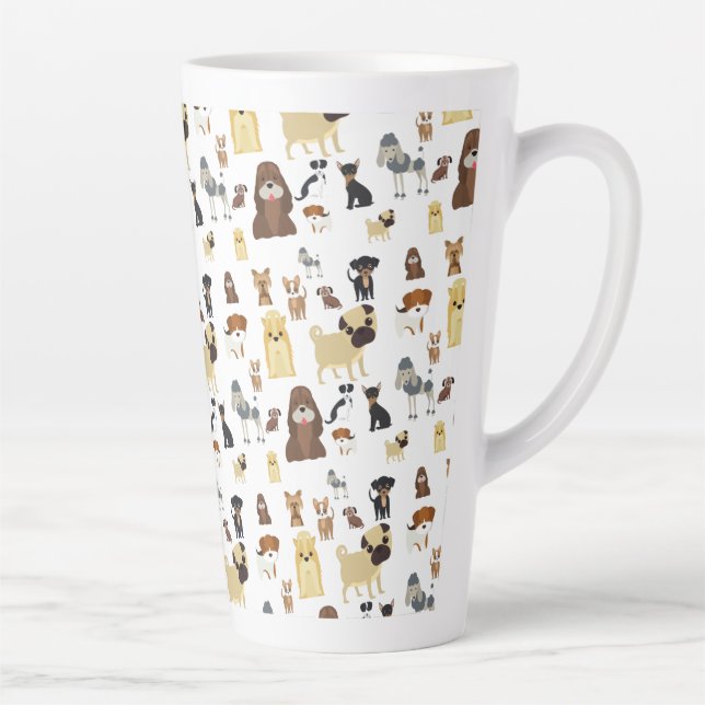 white background dogs pattern latte mug (Right)