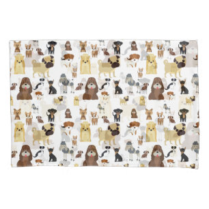 white background dogs pattern. pillowcase