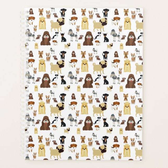 white background dogs pattern planner (Front)