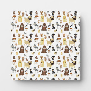 white background dogs pattern. plaque