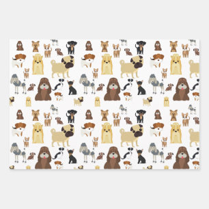 white background dogs pattern wrapping paper sheet