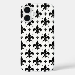 White Background Fleur-de-lis Pattern Design  iPhone 16 Case