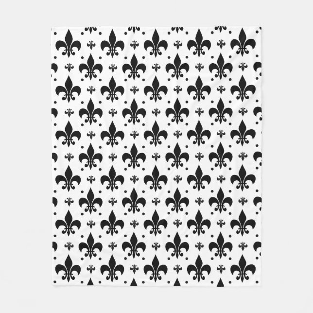 White Background Fleur-de-lis Pattern Design  Fleece Blanket (Front)