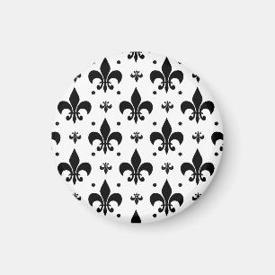 White Background Fleur-de-lis Pattern Design  Magnet