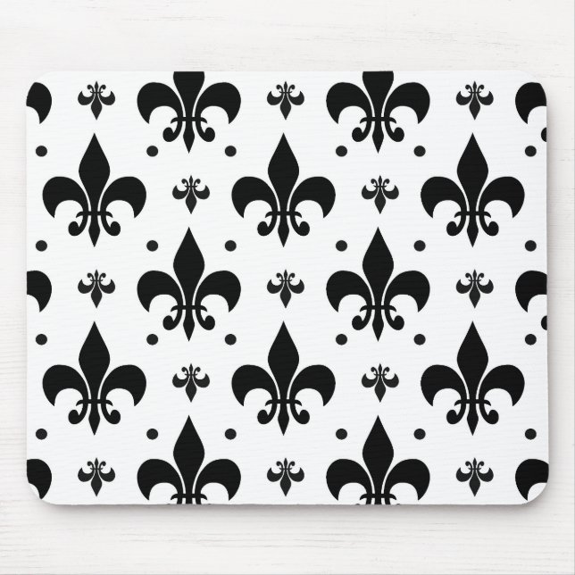 White Background Fleur-de-lis Pattern Design  Mouse Pad (Front)
