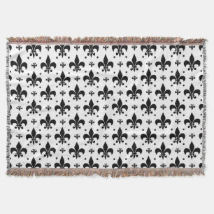 White Background Fleur-de-lis Pattern Design Throw Blanket