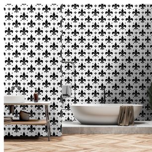 White Background Fleur-de-lis Pattern Design Wallpaper