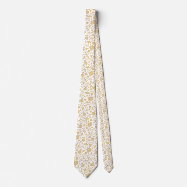 White Background Gold Accents Leggings Tie (Front)
