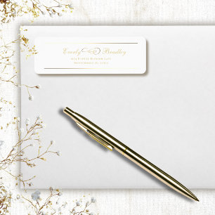 White Background Gold Script Elegant Address Return Address Label