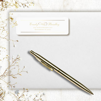 White Background Gold Script Elegant Address Return Address Label