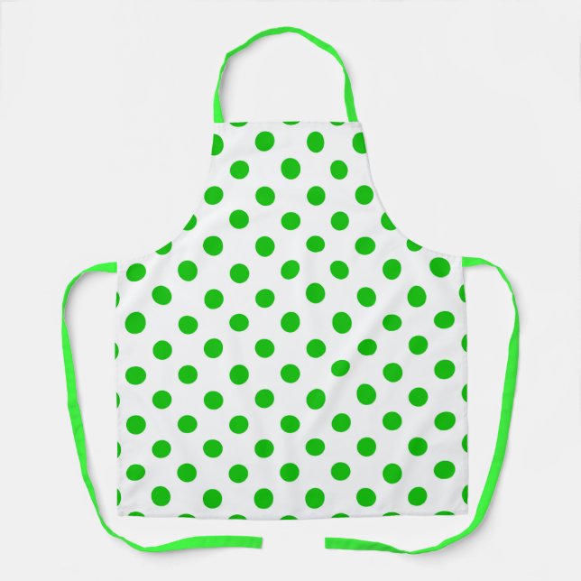 White Background Green Polka Dots Apron (Front)