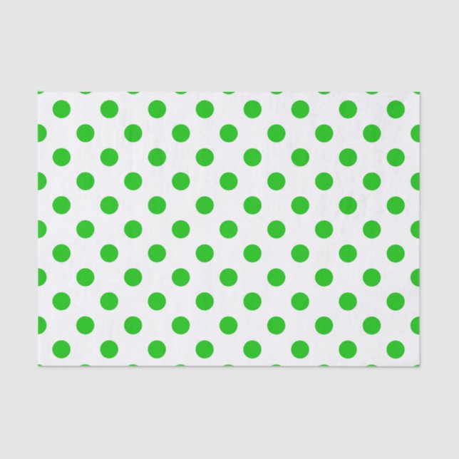 White Background Green Polka Dots Tissue Paper (Front)
