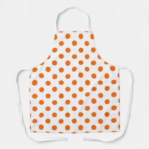 White Background Orange Polka Dots Apron