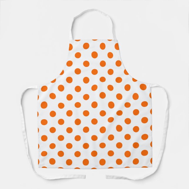 White Background Orange Polka Dots Apron (Front)