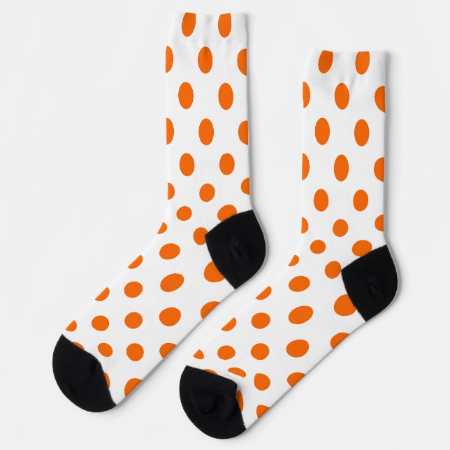White Background Orange Polka Dots Socks (Left)