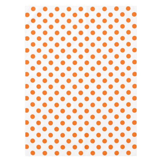 White Background Orange Polka Dots Tablecloth (Front)